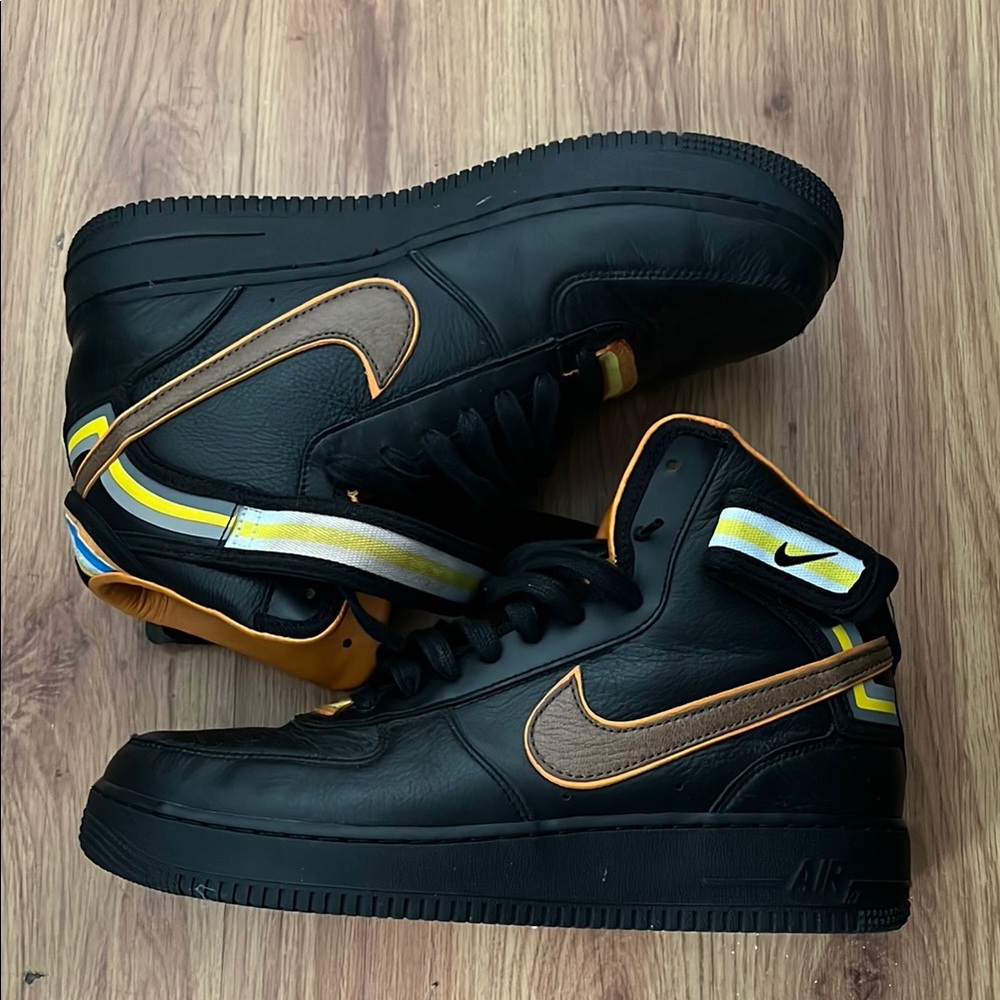 Nike Black and Yellow Sneakers with High-Top Design
